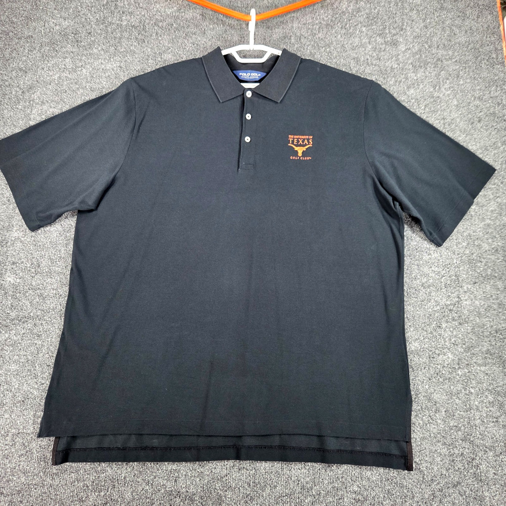 Ralph Lauren Polo Golf Shirt Univerisity of Texas Golf Club Logo XXL 2XL Black
